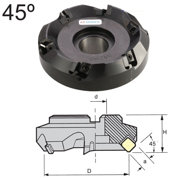 Đài dao phay khỏa mặt 45 độ 