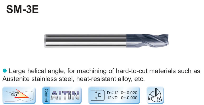 Dao phay 3 me cho Inox và vật liệu cứng mã SM-3E hãng ZCCCT 