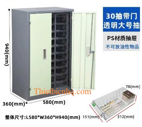 Tủ đựng linh kiện 30 ngăn có cánh lưu trữ phụ tùng và linh kiện CNC