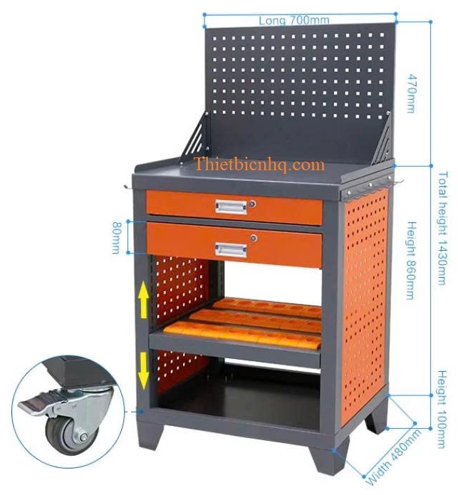 Kích thước xe đẩy bầu kẹp cnc có giá treo dụng cụ