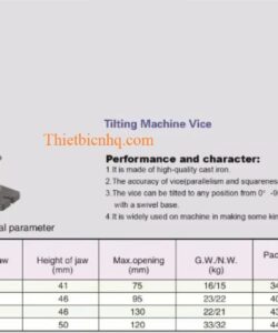 Kích thước ê tô nghiêng Tilting Machine Vice các model QHK100 QHK125 QHK160