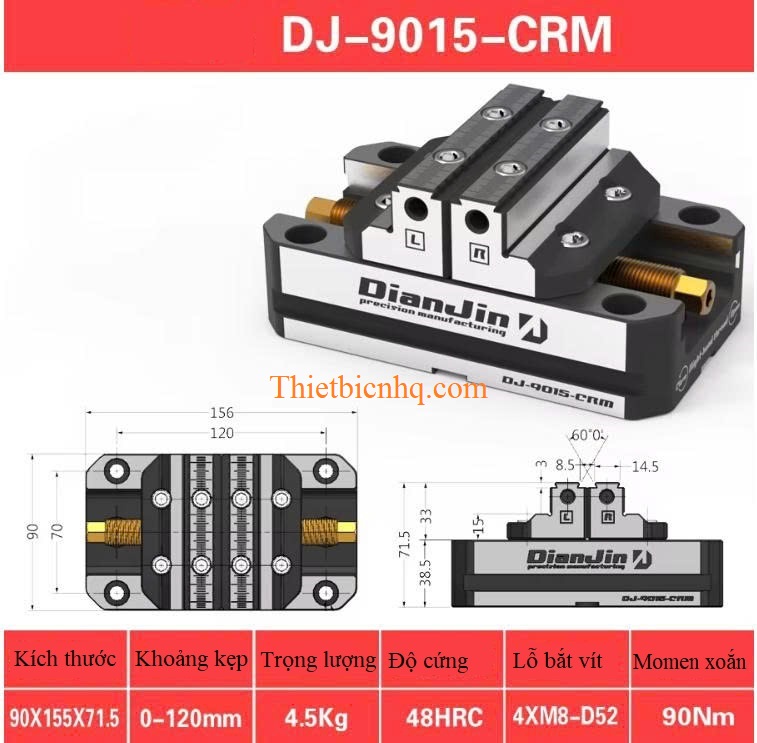 Bản vẽ kích thước ê tô tự định tâm chính xác