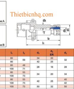 Kích thước bầu kẹp dao HSK50A-ER