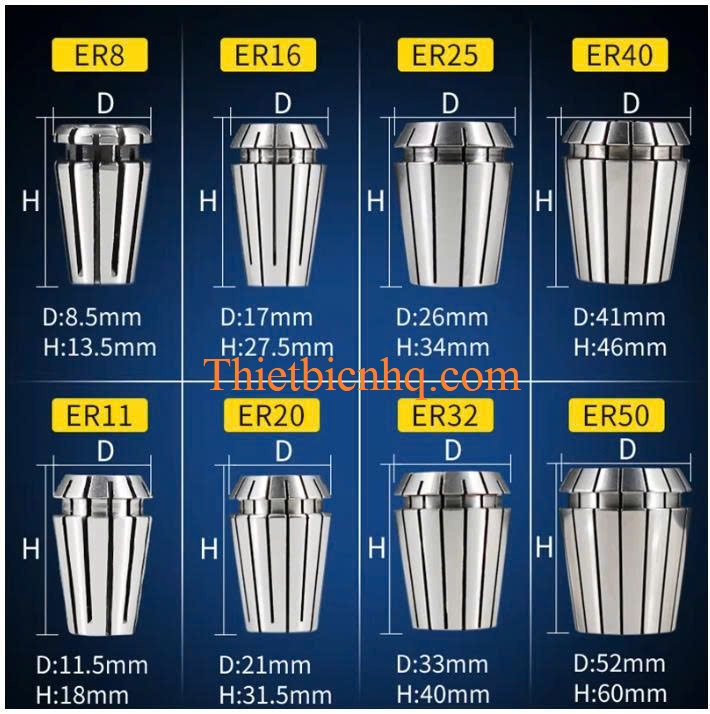Collet ER40 tiêu chuẩn DIN6499B độ chính xác cao dùng cho bầu kẹp ER40 CNC